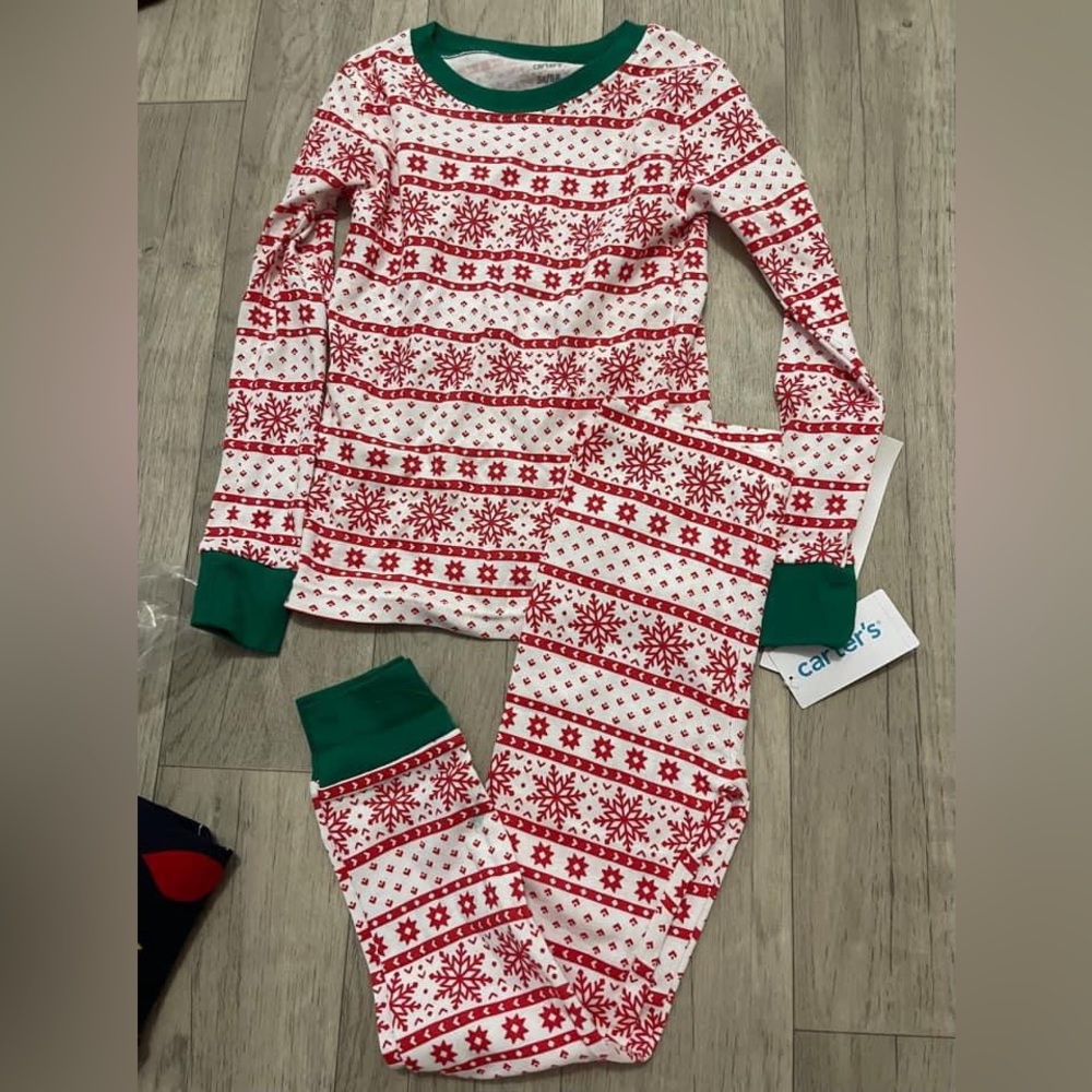Carters Christmas pjs new 5t red white snowflake